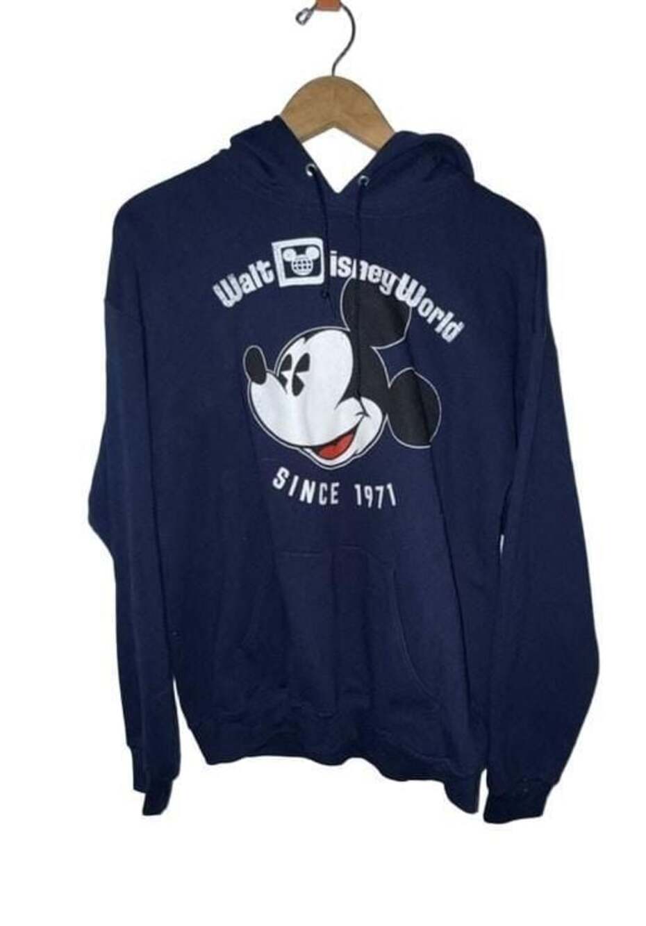 Disney Parks Mickey Mouse Since 1971 Navy Blue Pullover Hoodie Size Large